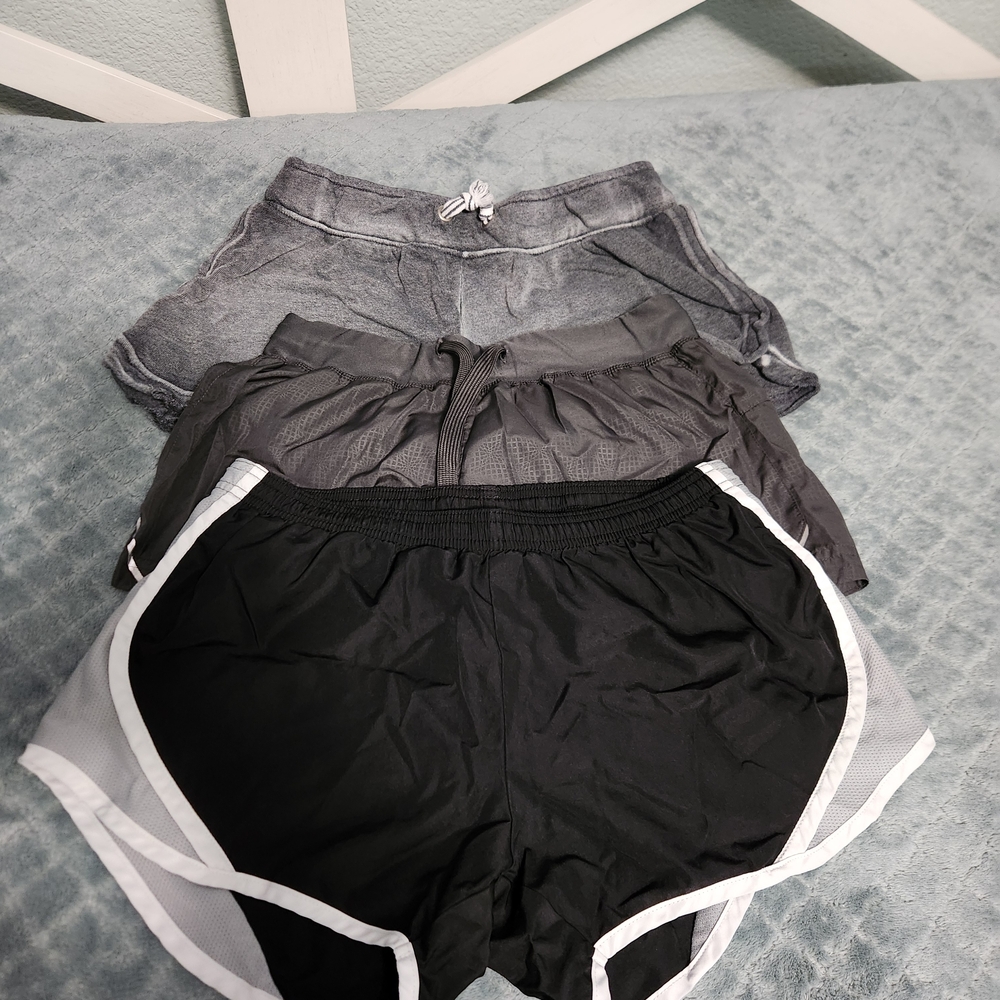 Women's Black and Gray Athletic Shorts Trio